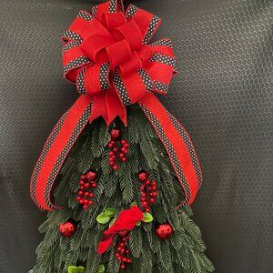 Christmas Tree Wreath with Cardinal's Made of Artificial Pines